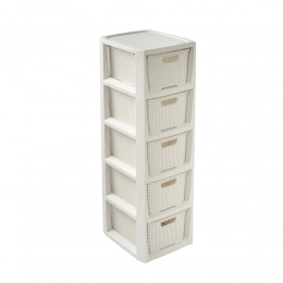 Storage unit 5 drawers 24,1x29,6x80 cm white