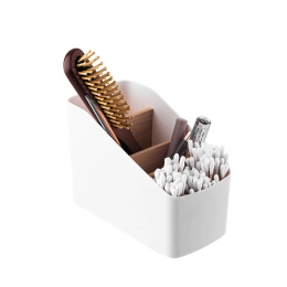 Plastik storage basket with bamboo 9x18x13 cm