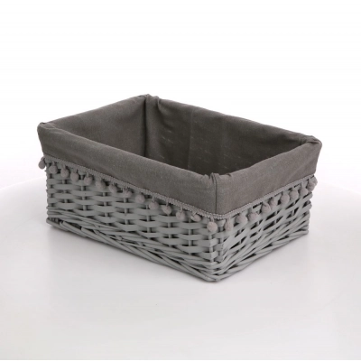 
                                            Basket with pom-poms and lining 36x27x16 cm gray
                                            