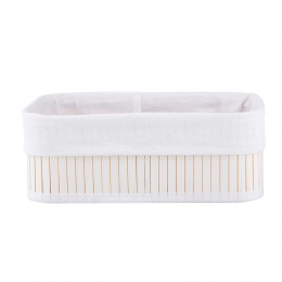 Bamboo storage basket with white lining 28x18x10 cm