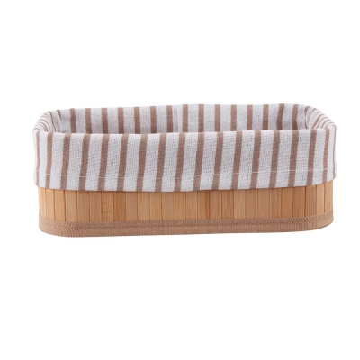 
                                                Bamboo storage basket with lining 25x15x8 cm
                                                