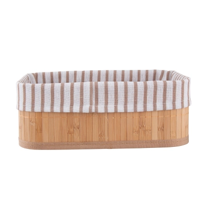 
                                                Bamboo storage basket with lining 28x18x10 cm
                                                