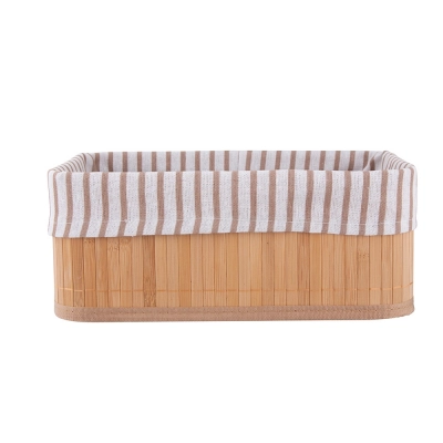 
                                                Bamboo storage basket with lining 30x20x12 cm
                                                