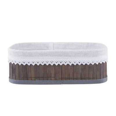 
                                                Bamboo storage basket with lace lining 25x15x8 cm
                                                