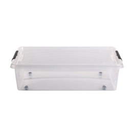 Simple store storage container with lid on wheels 58x39x16cm 29 L