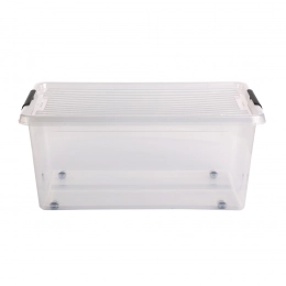 Simple store storage container with lid on wheels 58x39x25 cm 40 L