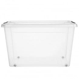 Simple store storage container with lid on wheels 58x39x35cm 60 L