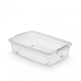 Basestore container with lid and clips on wheels 58x39x16 cm 29 L