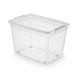 Basestore container with lid and clips on wheels 39x39x35 cm 60 L