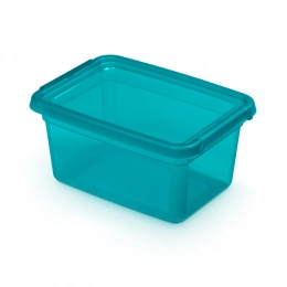 Basestore container with lid and clips, 14x19x9 cm 1,5 L ocean