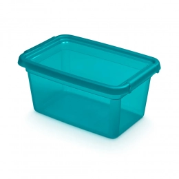 Basestore container with lid and clips, 19x28x13 cm 4,5 L ocean