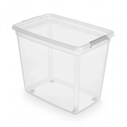 Basestore container with lid and clips on wheels 58x39x49 cm 80 l