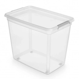 Basestore container with lid and clips on wheels 79x59x43 cm 140 l