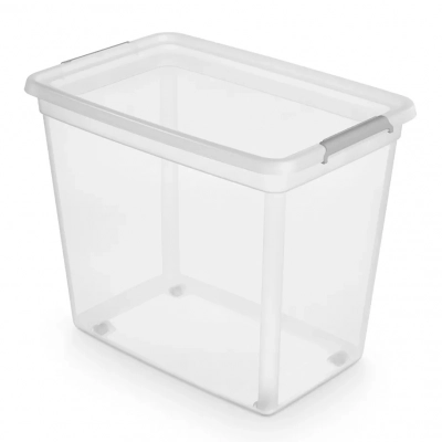 
                                            Контейнер для хранения с крышкой и зажимами на колесах 79x59x43 см 140 л
                                            