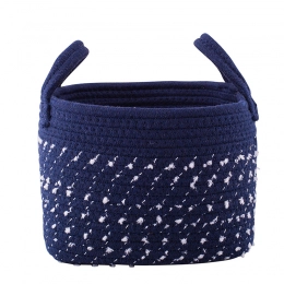 Woven basket, 22x22x17 cm, navy blue