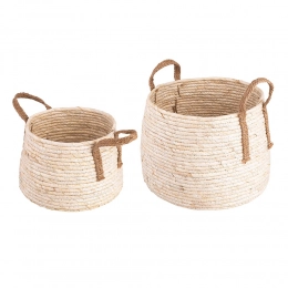 Set of 2 straw baskets 26x33x24 cm, 21x26x17,5 cm