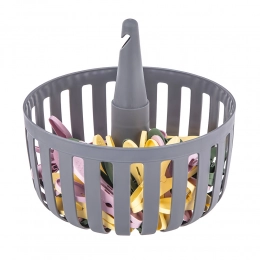 Basket with 30 clothes pegs 82 mm grey