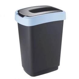 Basket with lid 25 L black/blue pastel