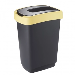 Basket with lid 25 L black/yellow pastel