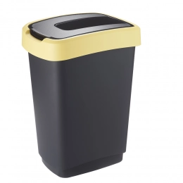 Basket with lid 50 L black/yellow pastel
