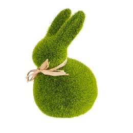 Flocking rabbit in green color 10x8x14,5 cm