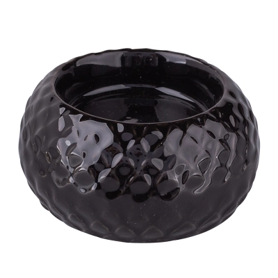 
                                            Porcelain candle holder with relief 7,5x7,5x3,5 cm black
                                            