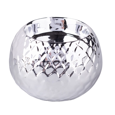 
                                                Porcelain candle holder with relief  8,5x8,5x6 cm silver
                                                