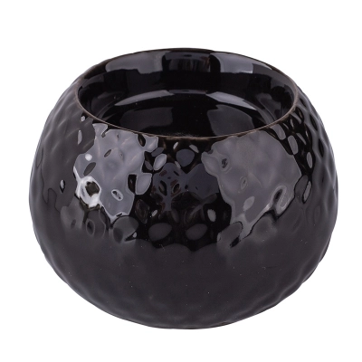 
                                            Porcelain candle holder with relief 8,5x8,5x6 cm black
                                            