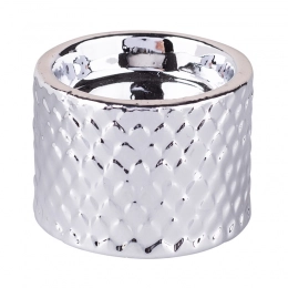 Porcelain candle holder relief 6,5x6,5x4,5 cm silver
