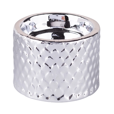 
                                            Porcelain candle holder relief 6,5x6,5x4,5 cm silver
                                            