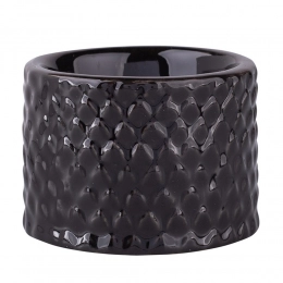 Porcelain candle holder with relief 6,5x6,5x4,5 cm black