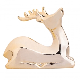 Porcelain reindeer figurine modern 11x4,5x9,5 cm, gold