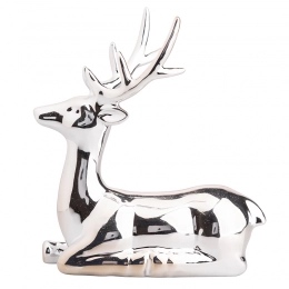 Porcelain reindeer figurine, 15x9,5x19,5 cm, silver