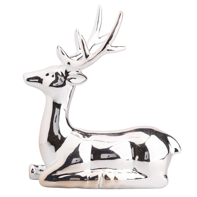 
                                            Porcelain reindeer figurine, 15x9,5x19,5 cm, silver
                                            