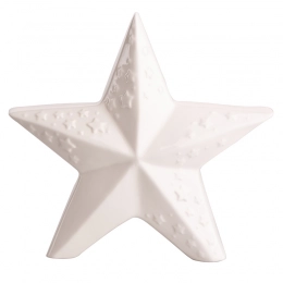 White porcelain star with relief 18,5x7,5x18 cm