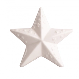 White porcelain star with relief 13x5,5x12 cm