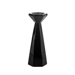 Black conical candle holder 9x9x24,5 cm