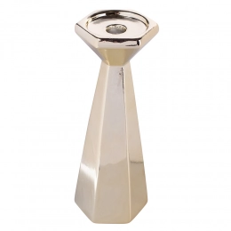 Gold conical candle holder 9x9x24,5 cm