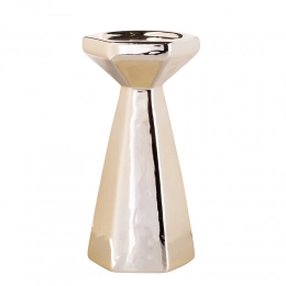 Gold conical candle holder 8,5x8,5x17,5 cm