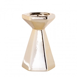 Gold conical candle holder 8,5x8,5x13 cm