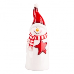 Figurine snowman with red star 5x5x13 cm
