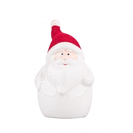Figurine white santa with velvet cap 6x5,5x13 cm