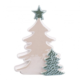 Figurine white christmas tree with pearl finishing 11,5x4,5x16,5 cm