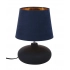 Table lamp with black ceramic base, 21x30 cm, and navy blue-gold lampshade
