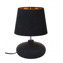 Table lamp with black ceramic base, 21x30 cm, and black-gold lampshade