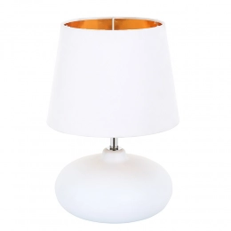Table lamp with white ceramic base, 21x30 cm, and white-gold lampshade