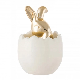 Ceramic decoration gold rabbit in egg 5,5x5,5x8 cm