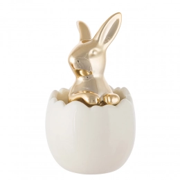 Ceramic decoration gold rabbit in egg 5,5x5,5x9,5 cm