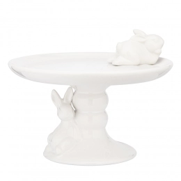 Ceramic plate with rabbits 20x20x15 cm