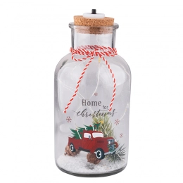 Glass christmas decor with LED 10x10x20 cm